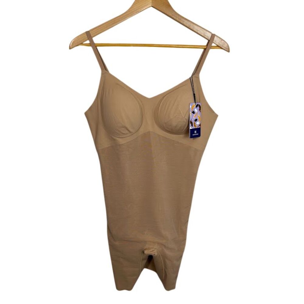 NWT Honeylove Low Back Mid-Thigh Bodysuit Shapewear Sand Women's Size XL NEW